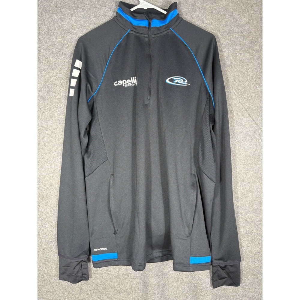 Capelli Sport Mens XL Black Blue CS-Cool Quarter Zip Soccer Training Top
